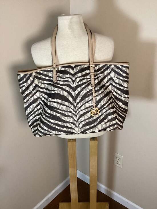 Michael Kors Handbags - Michael Kors Zebra Print Logo Tote Bag